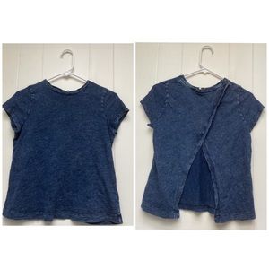 Universal Thread Crewneck Slit Open Back Denim Tee